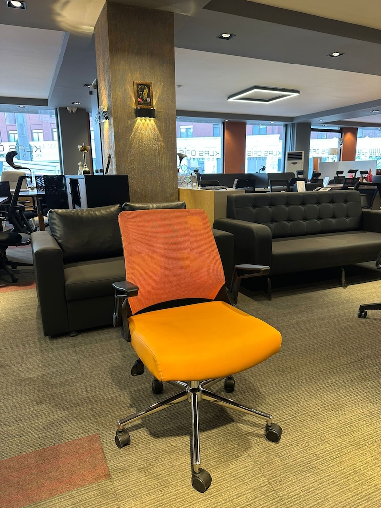 KLAS OFİS ÜSKÜDAR TURUNCU RENK FİLELİ HAREKETLİ KOLÇAKLI KOLTUK - 2