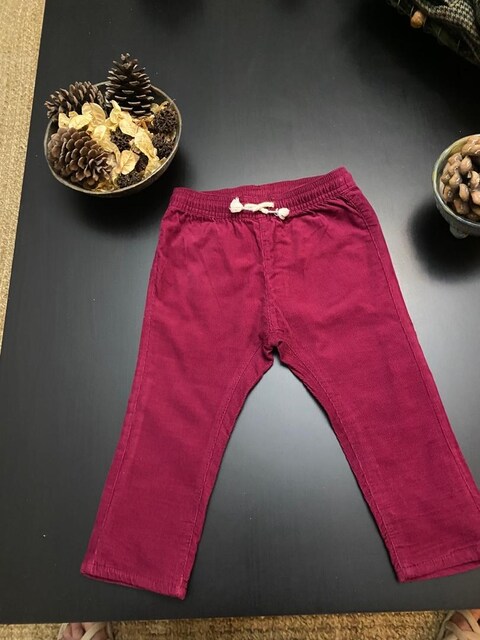 H&M Bordo Fiyilli Kadife Pantolon