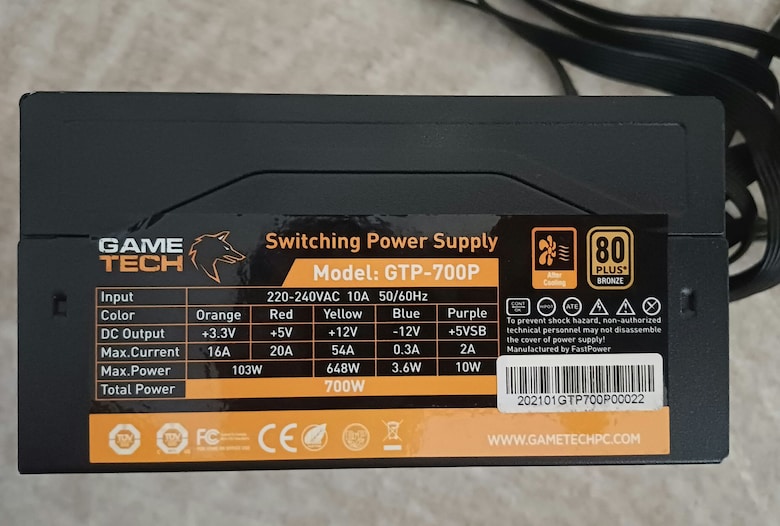 Gametech 700W 80 Plus Bronze Güç Kaynağı - 2