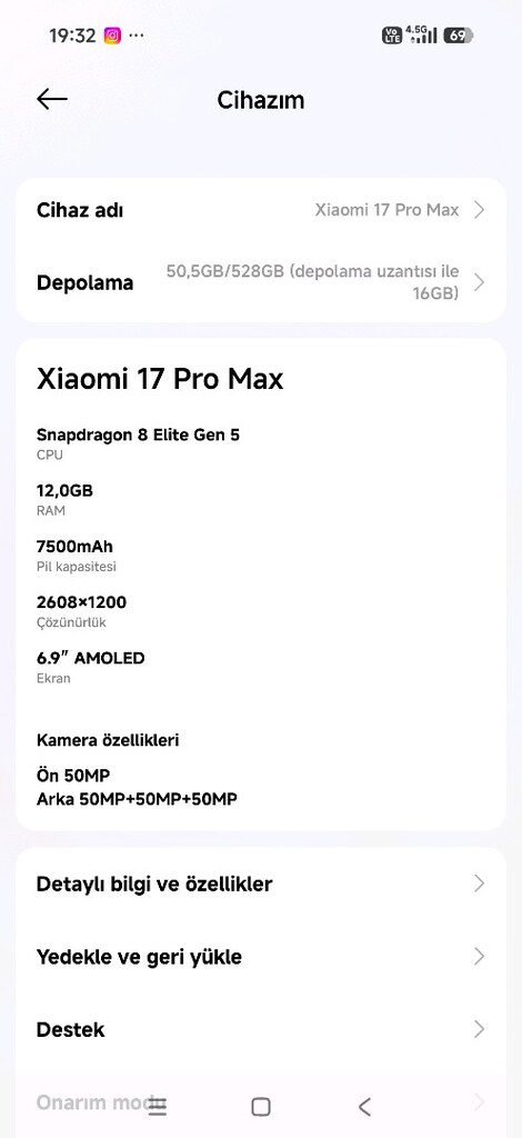 Mi17 pro Max 12 GB Ram 512 GB hafıza Gri renk - 2
