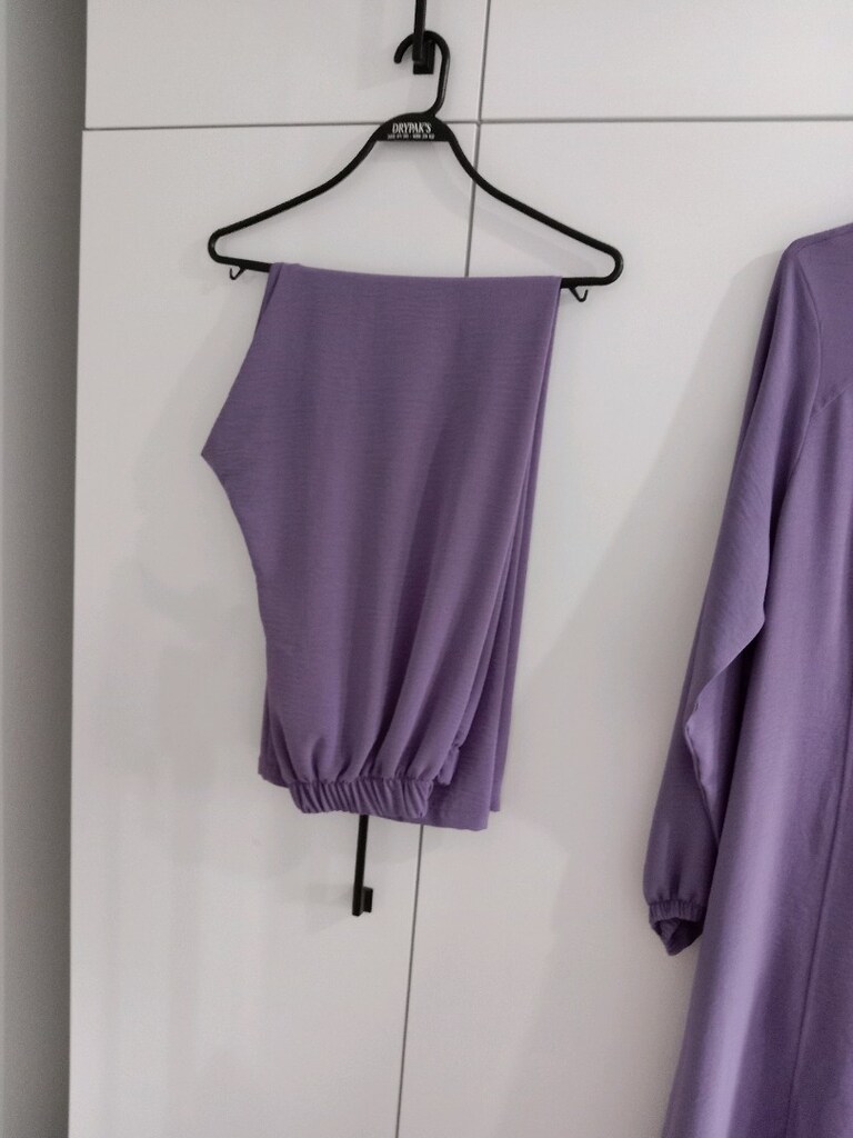 lila renk pantolon ve tunik takım - 2