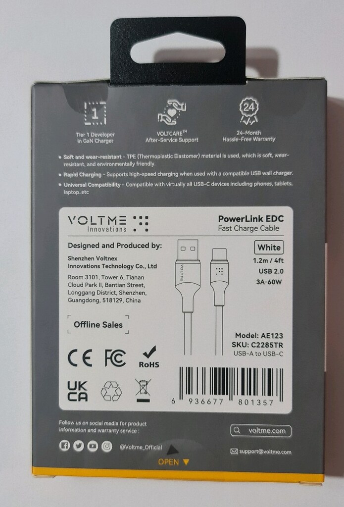 VOLTME Powerlink edc 60W USB to Type-C HIZLI Şarj Kablosu 1,2 BEYAZ. - 6