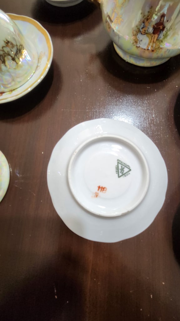 Vintage Yugoslav Jugo Porcelan Sedefli Aşıklar Çay/Kahve Takımı - 7