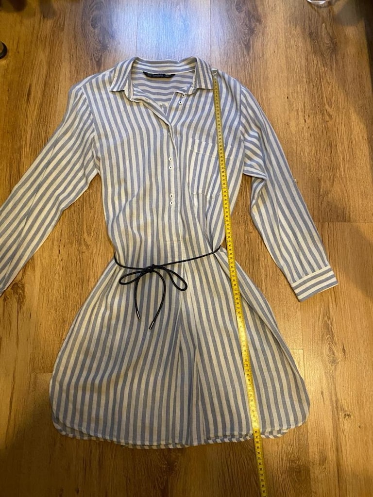 Çizgili Bağcıklı Gömlek Elbise (Zara)