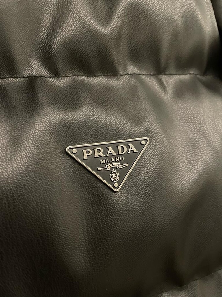 Prada Suni Deri Mont, L Beden, Kürk Yaka Detaylı - 6