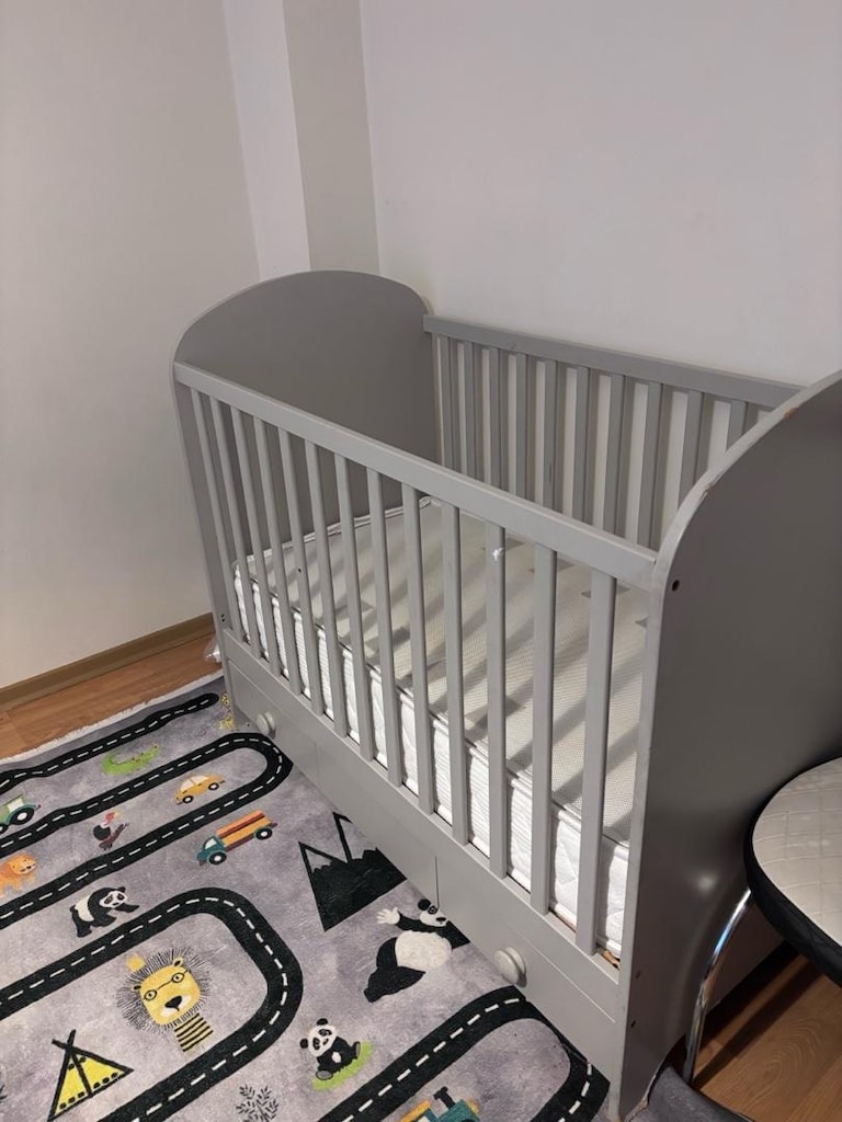 İKEA GONATT GRİ BEBEK KARYOLASI BEŞİK 60x120 cm VE YATAK - 3