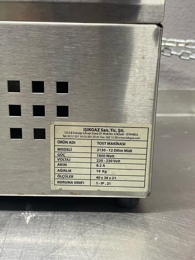 sanayi tipi elektrikli tost makinası/Işıkgaz 2130 – 16 dilim, 1800 W - 4