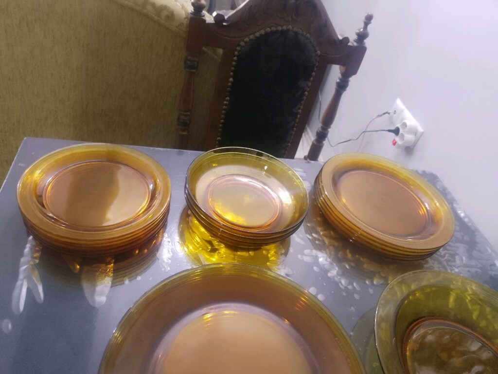 Yemek Takımı Antika Renkli Cam 60 Parça - 5