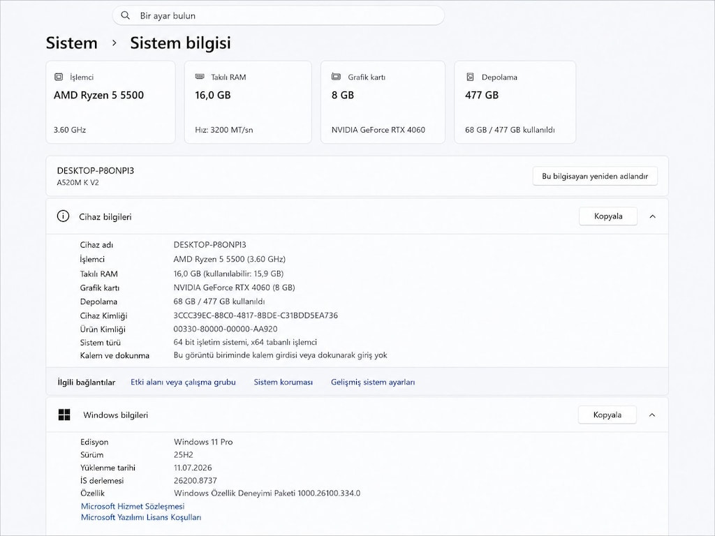 Ryzen 5 5500 | RTX 4060 8GB | 16GB RAM 2 Yıl Garantili Gaming PC - 4