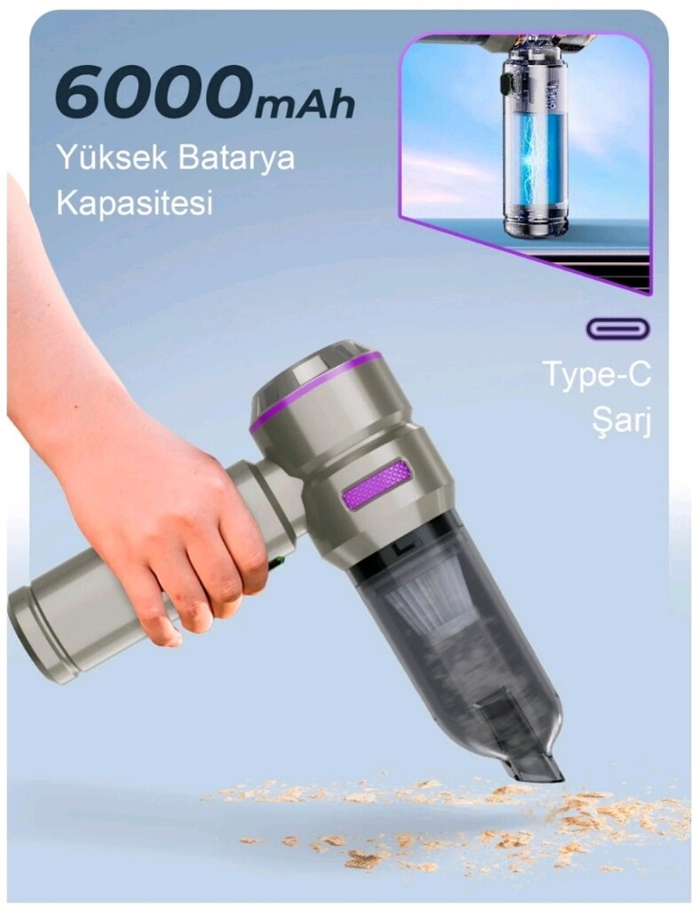 Kablosuz Araç içi Süpürge, Üfleme & Vakum - 4