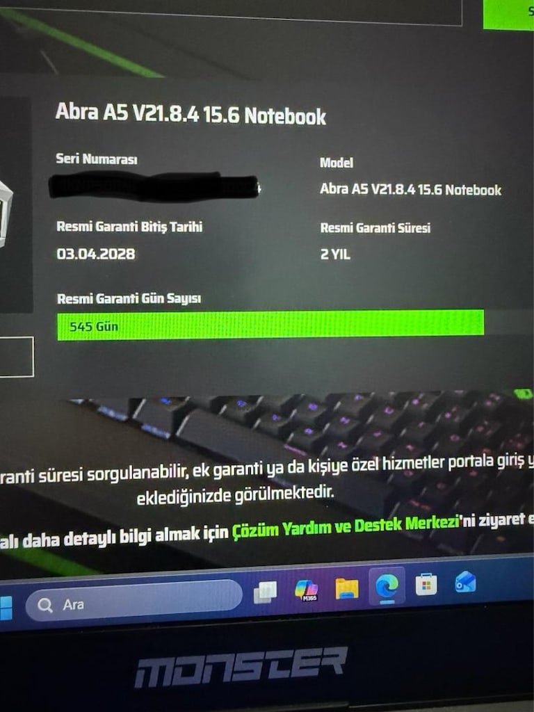 Monster Abra A5 V21.8 Garantili Gaming Laptop - 9