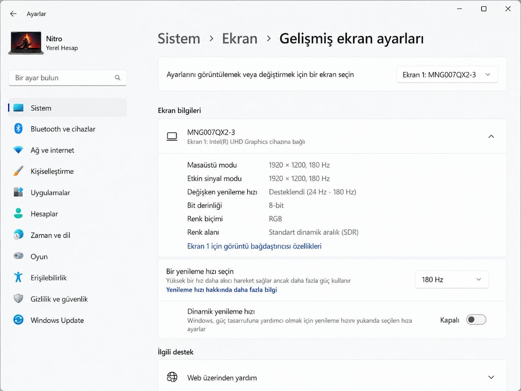 Acer Nitro Lite 16 | RTX3050 6GB | i5-13420H | 16" 180Hz Ekran - 5