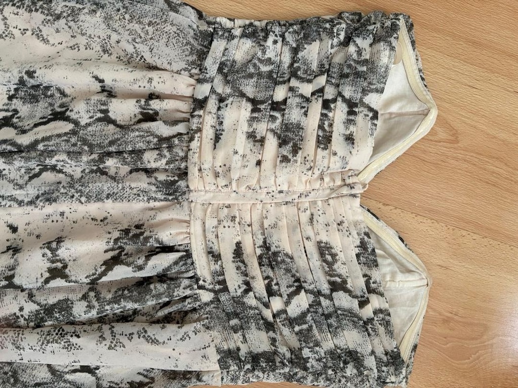 H&M Elbise Bej Desenli