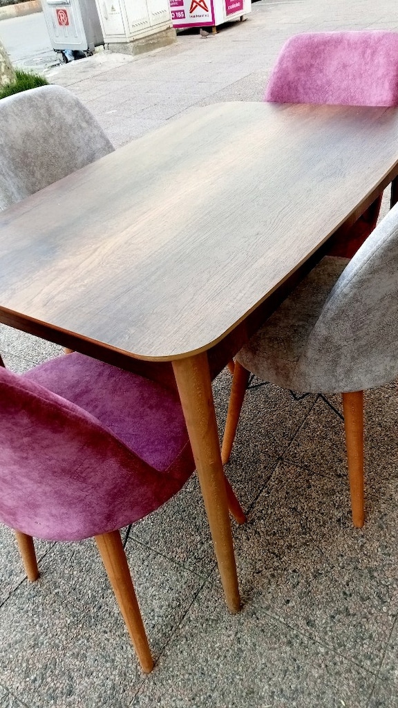 4 Kişilik Sabit Masa Sandalye Takımı (MDF MALZEME) Sıfır Ürün - 3