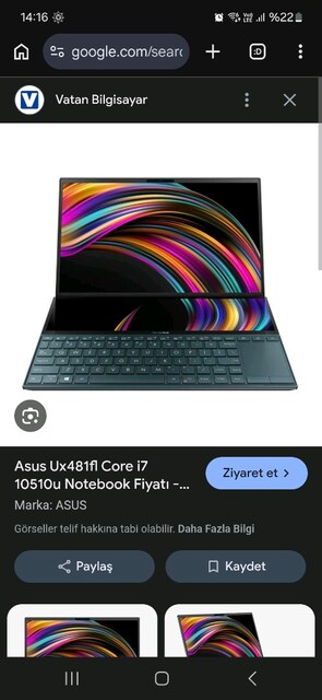 LAPTOPDA ÖZEL KAMPANYA ASUS DUO ZENBOOK İ7 İŞLEMCİ 16GB 512 SSD MX250