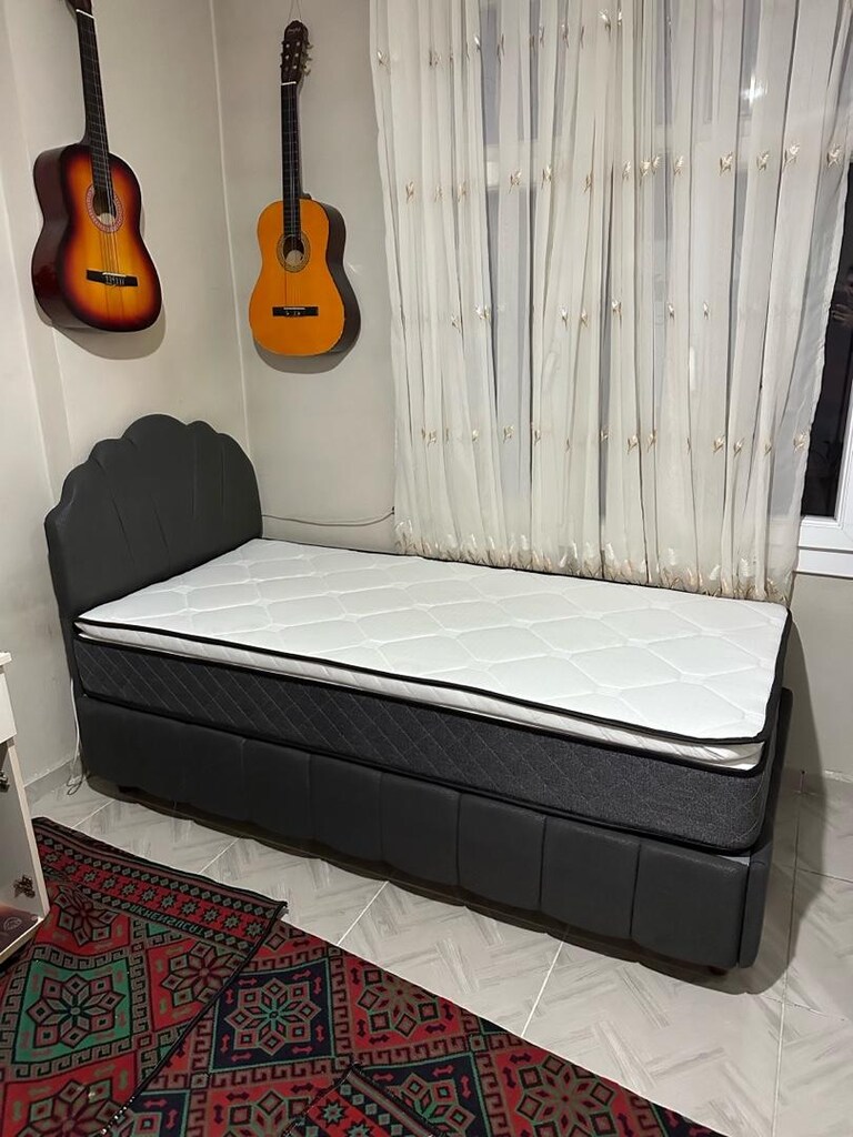 ultra lüks tek kişilik 90x190 baza başlık petli yatak sıfır ürün ktsnd - 3