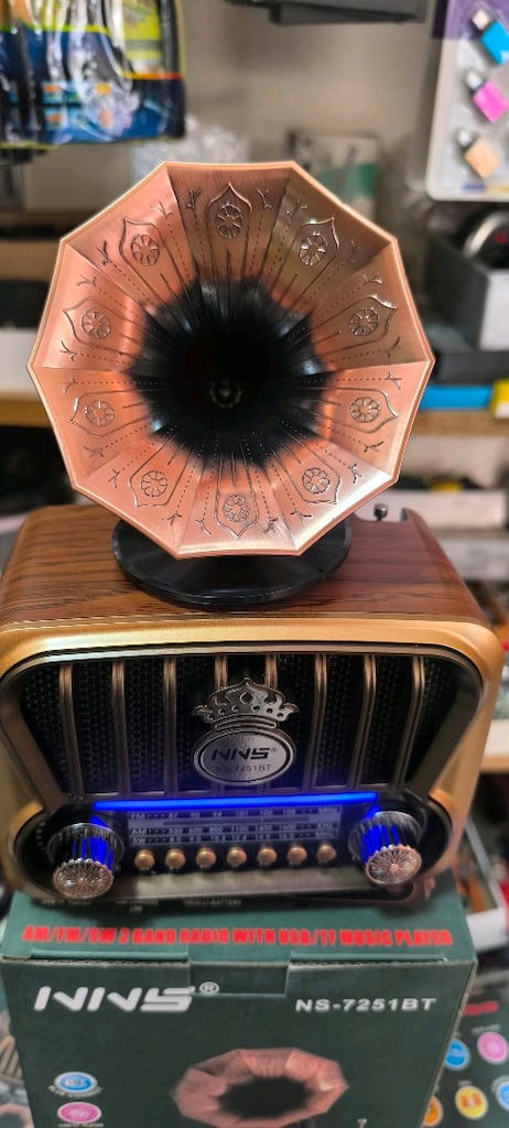 gramofon görünümlü Bluetooth lu müzik çalar, radyo - 2