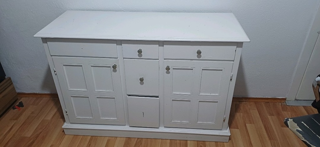 Beyaz Ahşap Konsol / Çok Amaçlı Dolap (120x80x45)
