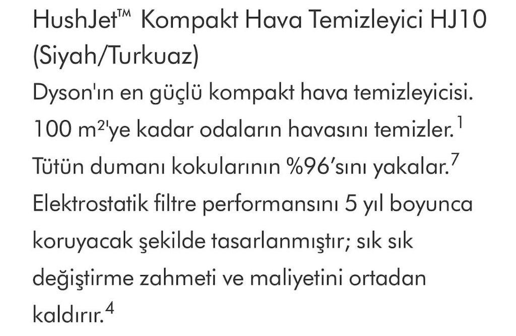 Dyson HushJet HJ10 Kompakt Hava Temizleyici Siyah/Turkuaz – SIFIR - 5