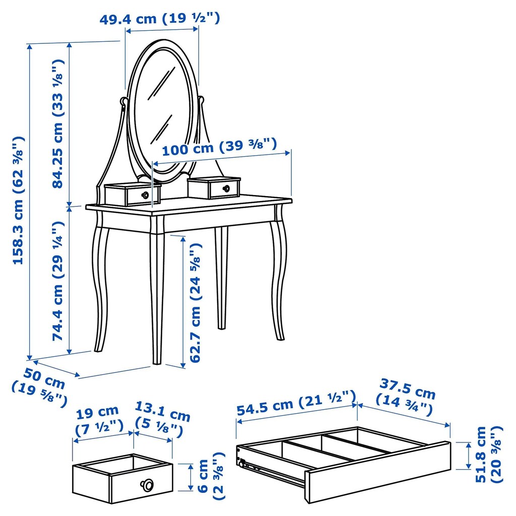 ikea makyaj masası HEMNES - 3