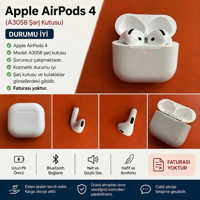 Orjinal Apple AirPods 4 ANC A3059 Şarj Kutusu – Temiz / İyi Durumda
