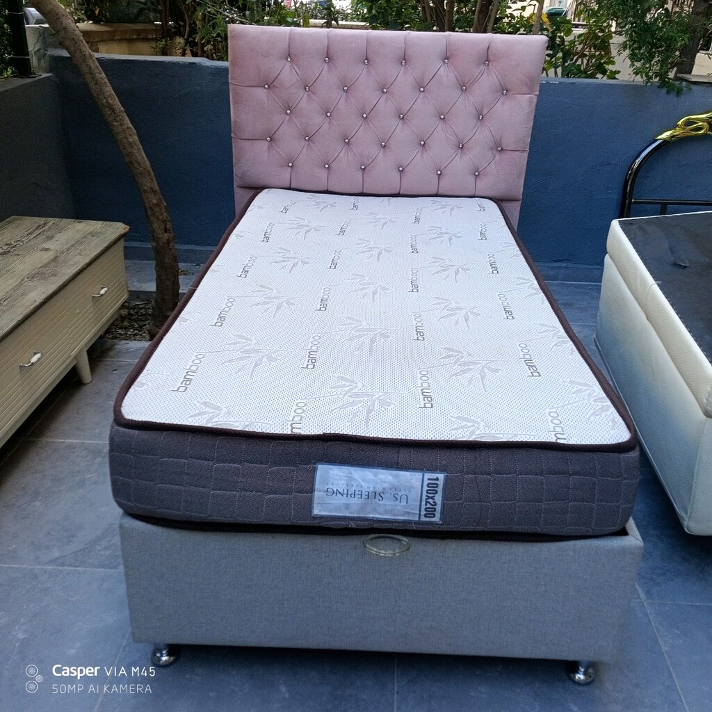 Geniş Tek kişilik yatak baza başlık alti Sandıklı 100x200 ebatında - 2