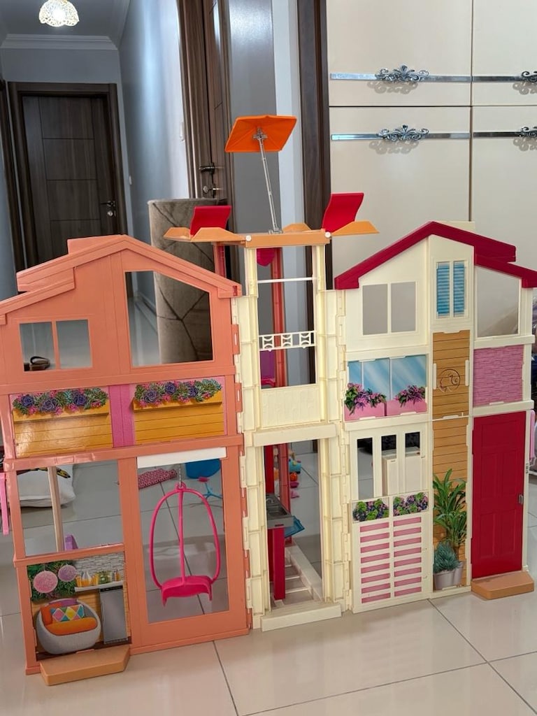Asansörlü 3 Katlı Eşyalı Katlanır Barbie Evi - 8
