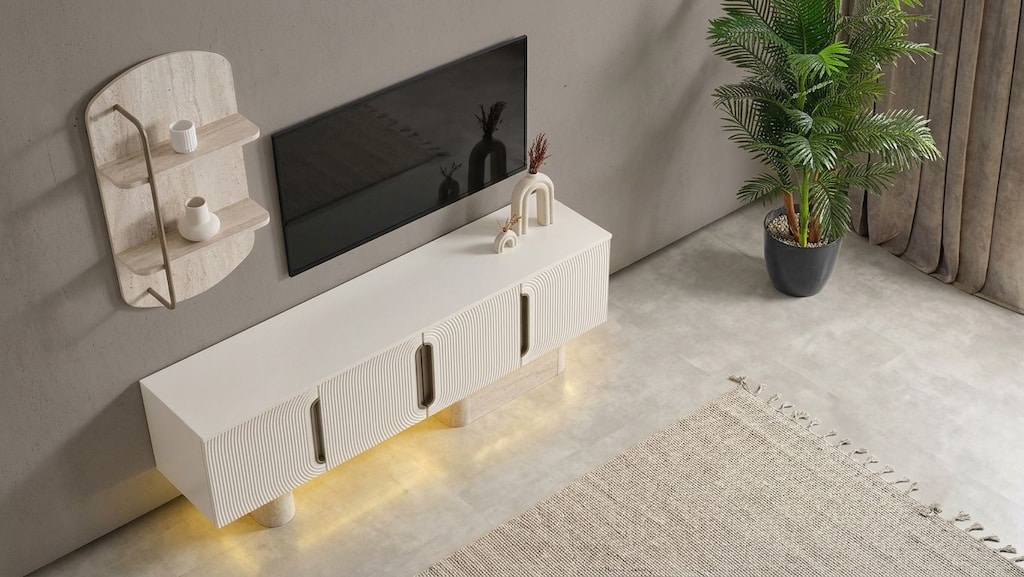 Sıfır , %100 MDF , Modern TV Ünitesi - Aytaşı , Traverten - 4