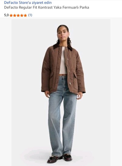 DeFacto Regular Fit Kontrast Yaka Fermuarlı Parka