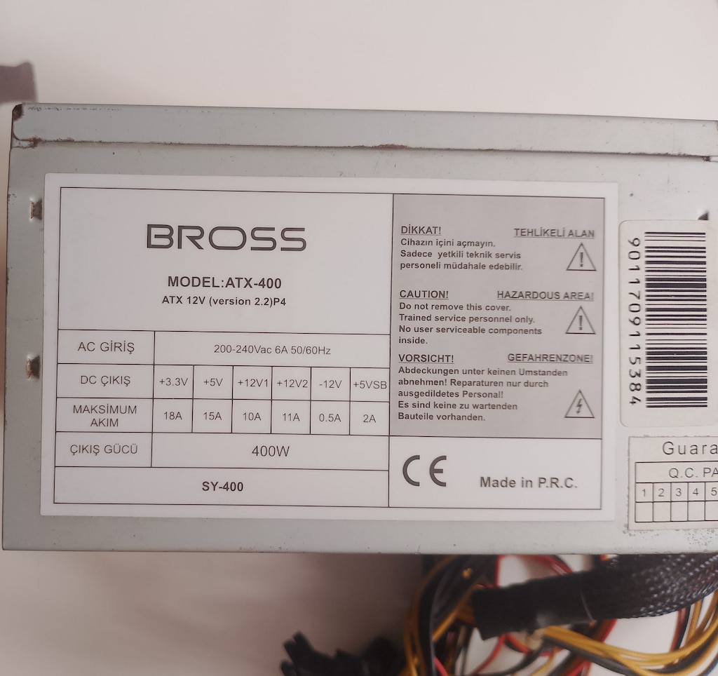 Bross 400 Watt PSU Güç Kaynağı Power Sağlam Sorunsuz 6 ve 8 Pin Destek - 3