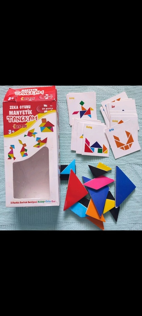 Manyetik yazı tahtası tangram harf rakam eğitici oyuncak - 6