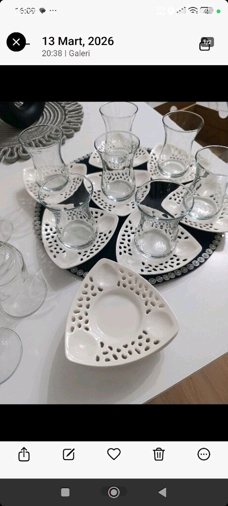 çay tabağı ve bardakları 12 adettir porselen - 2