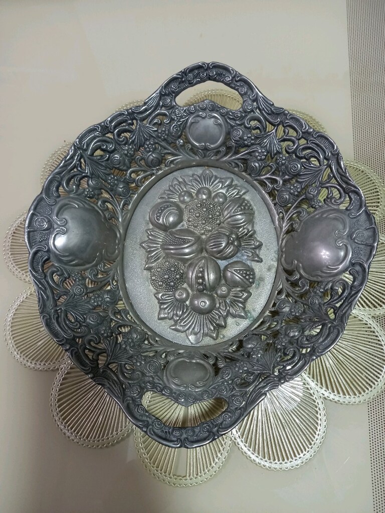 Alman gümüşü kabartmalı meyve tabağı - 3