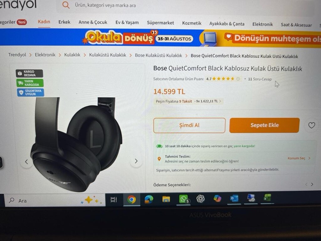 bose Quietfort black kablosuz kulak üstü kulaklık - 9
