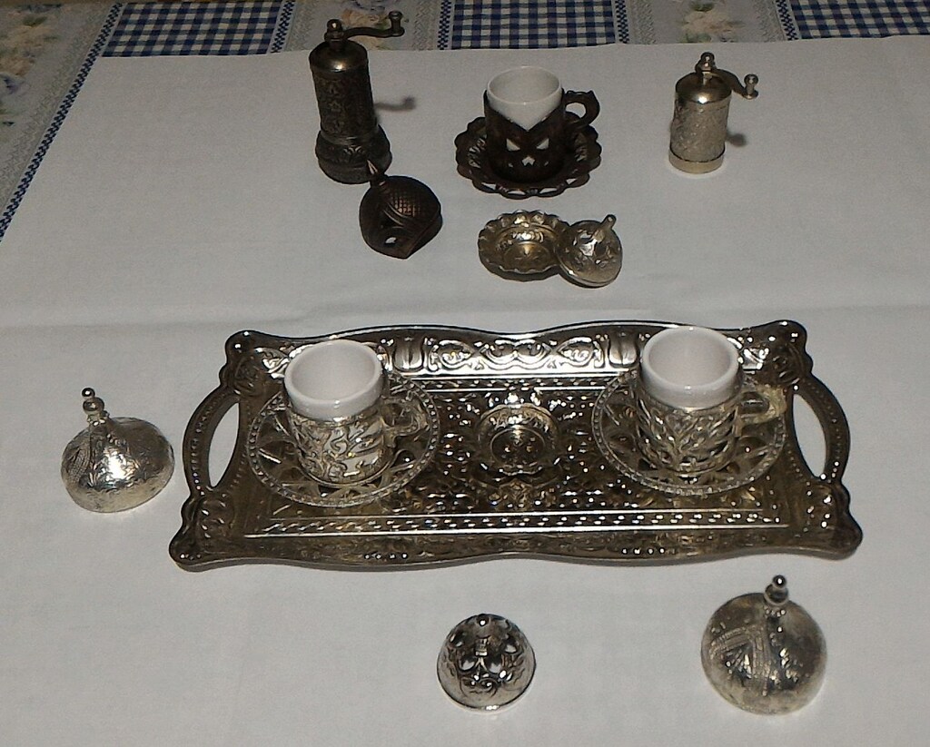 Metal Zamak Kahve Değirmen, Fincan ve Aksesuarları Takımı - 5