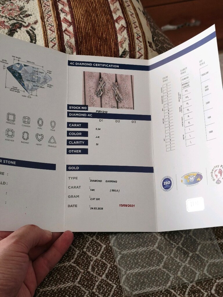 Sertifikalı Pırlanta 14k küpe - 8