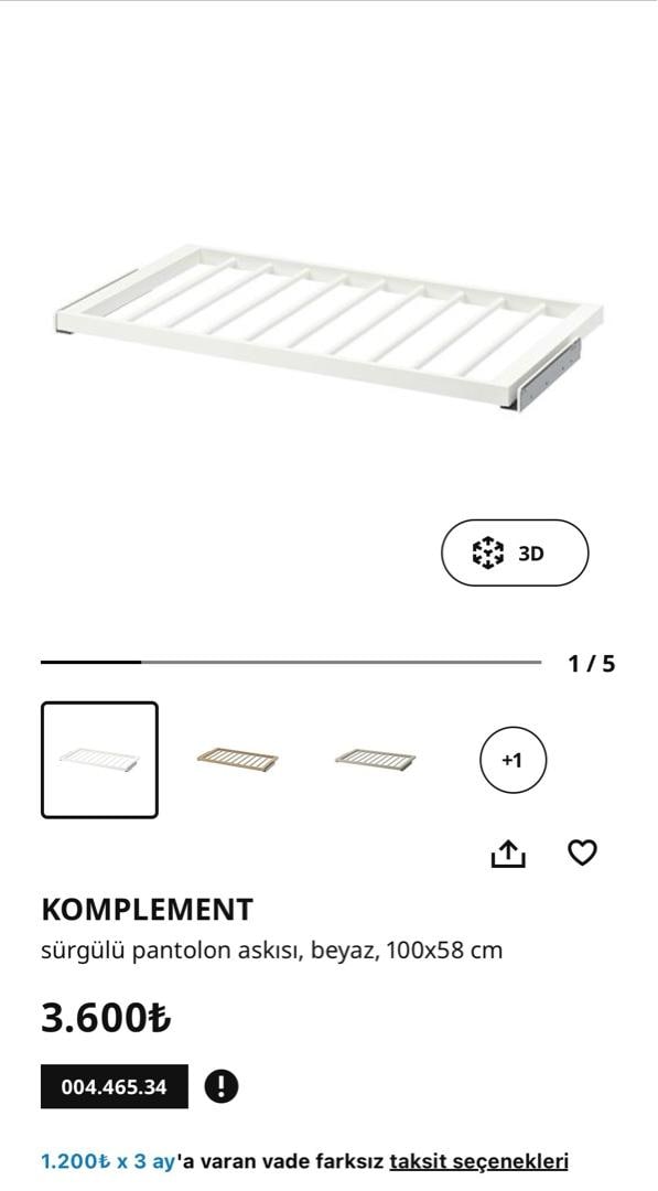 Ikea komplement sürgülü pantolon askısı - 2
