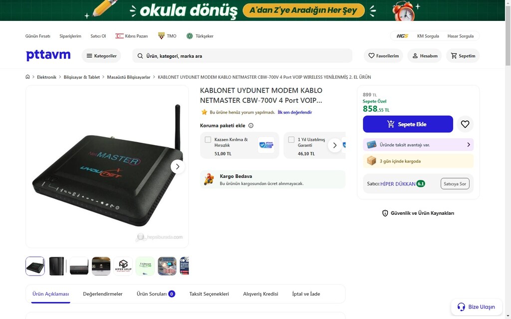KabloNet NETMASTER CBW-700V 4 Port UyduNet Kablosuz Modem - 5