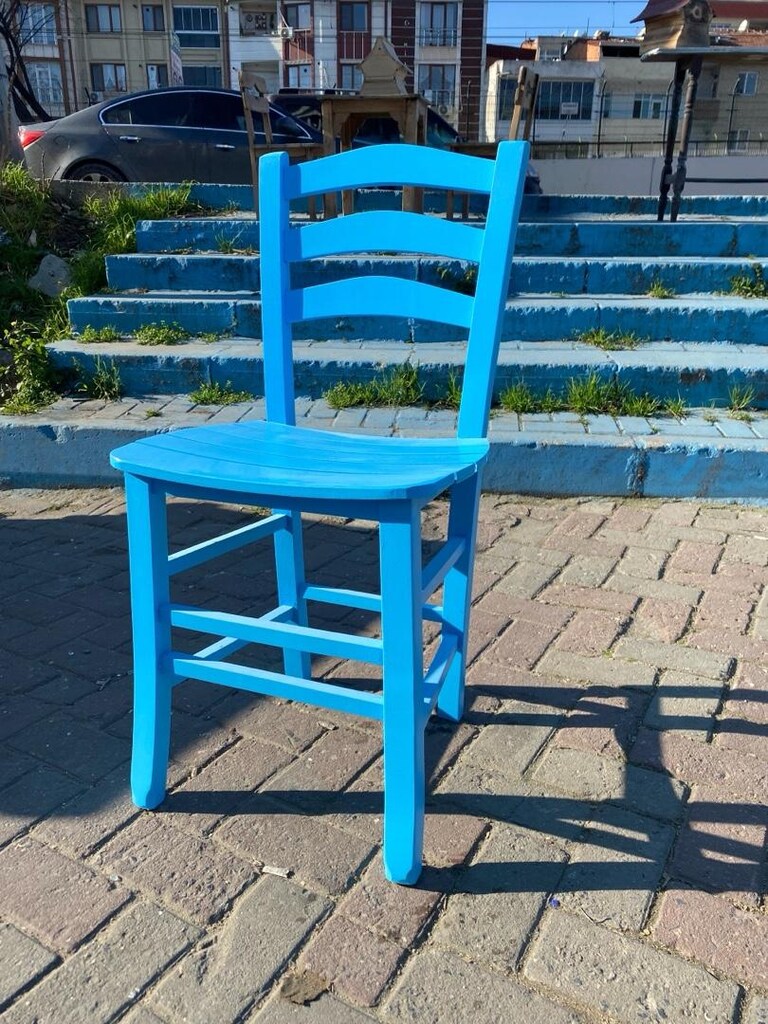 ege sandalye mavi ahşap sandalye tahta sandalye imalat - 7