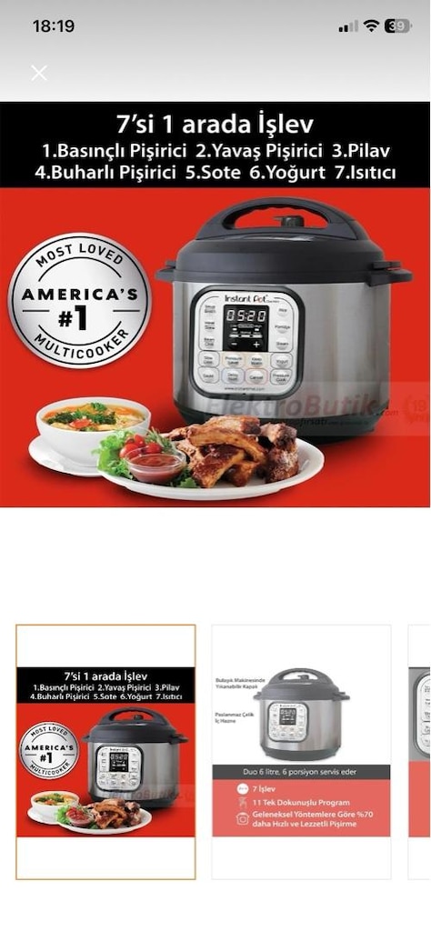 Instant Pot Duo 7-in-1 Akıllı Çok Amaçlı Pişirici – Sıfır - 4