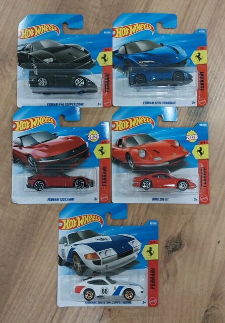 Hot Wheels 2026 Ferrari Full Set 5/5 Tam Seri Kartonet Temiz