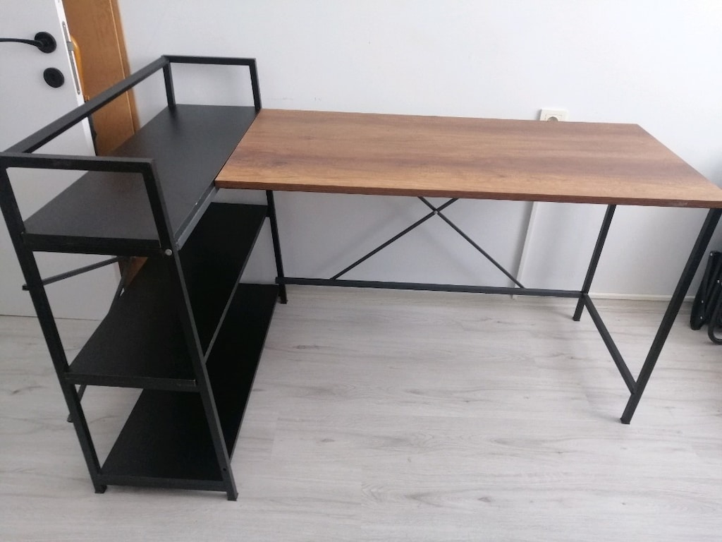 Kitaplıklı L şekli çalışma ofis bilgisayar masası çift yönlü kullanım - 4
