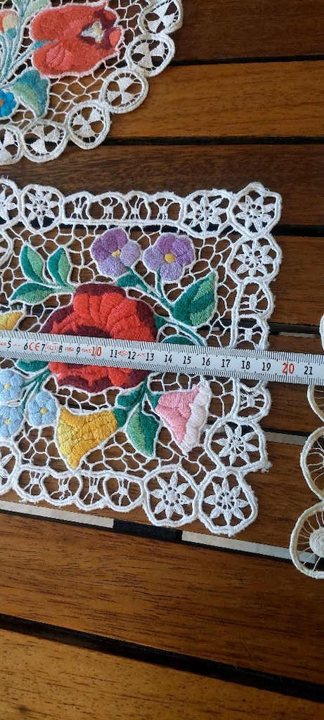 ANTIKA MACAR NAKIŞI ANGLES DANTEL 3 ADET ORTU ÖLÇÜ GÖRSELDE - 5