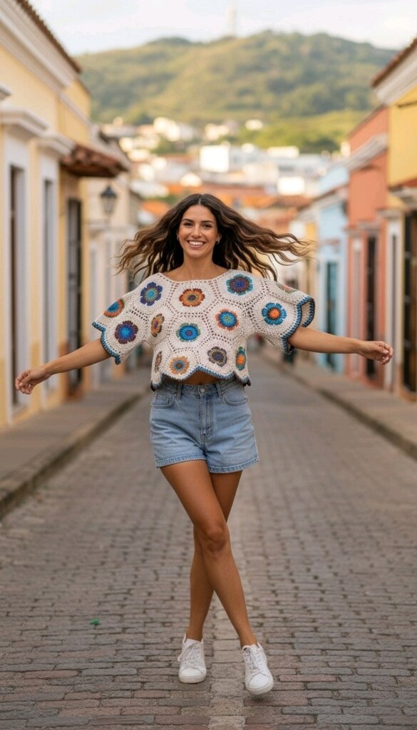 Kadın Örgü Crop Bluz — görsel 3/6