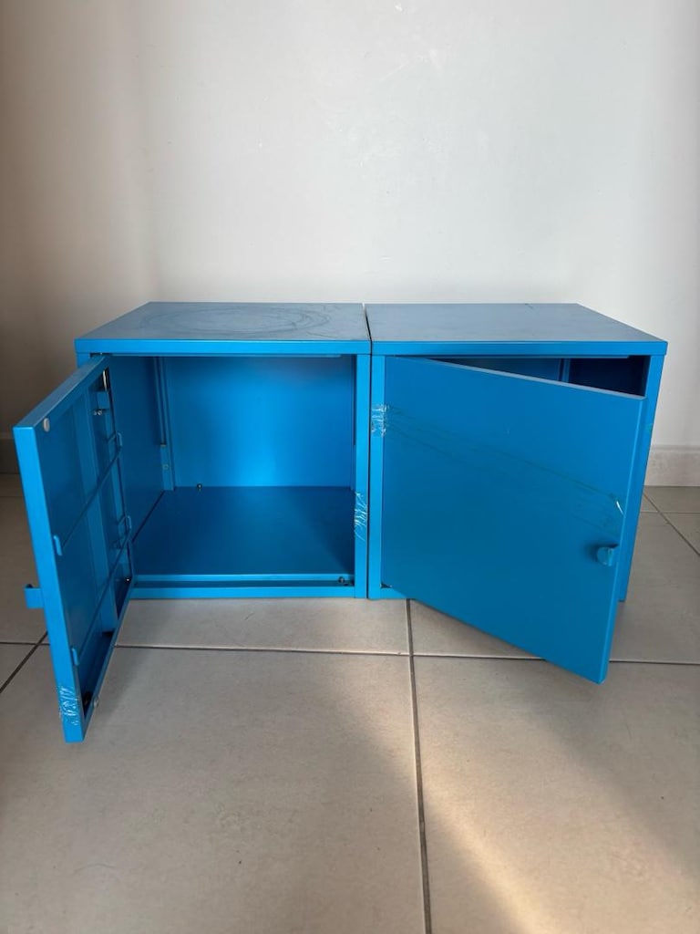 2 Adet Mavi Metal Küp Dolap / Komodin / Düzenleyici - 3