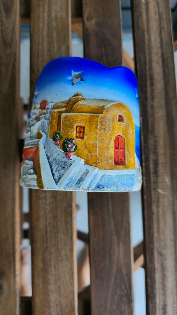 Seramik Santorini Kabartmalı Mumluk - 3