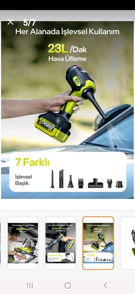 ÇİFT BATARYA,ŞARJLI EL SÜPÜRGESİ İSTER ARAÇTA, İSTER KÜÇÜK İŞLERE EVDE - 7