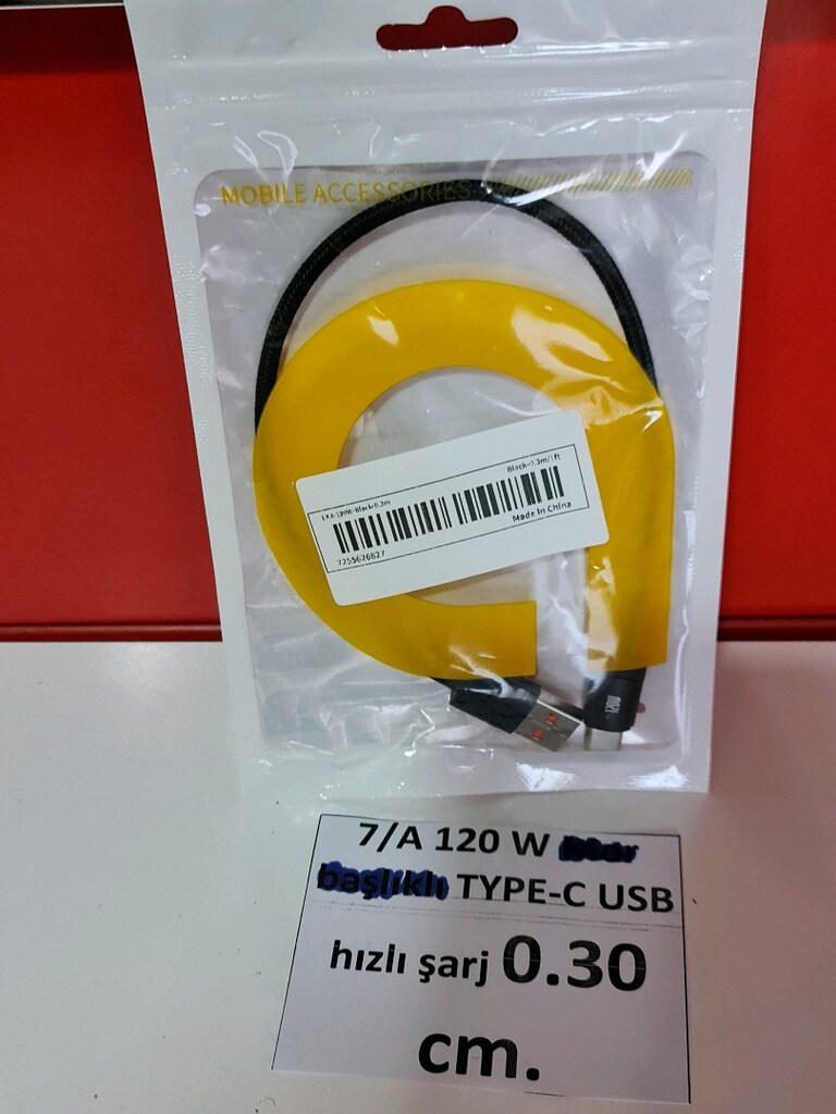 0.30 cm. 7A 120 W TYPE-C USB hızlı şarj kablosu. Yurt dışı. - 12