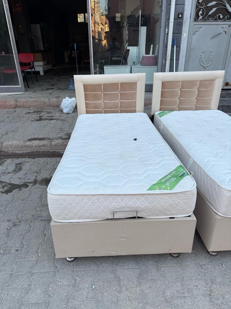 baza başlık yatak 2adet tek kişlil eve teslim - 3