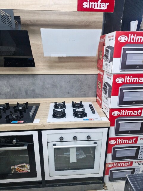 KUMTEL BEYAZ CAM ANKASTRE SET OCAK FIRIN DAVLUMBAZ